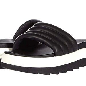 NEW Black Leather Cougar Prato Platform Slide Sandal NWT Original Box US 6